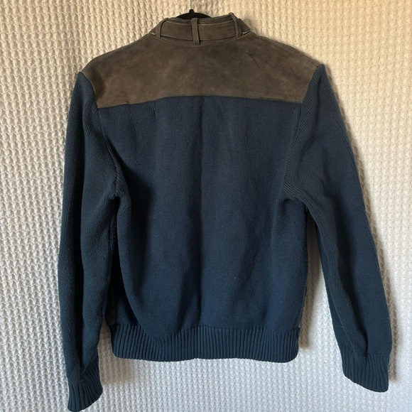 Vintage Blue and Gray Leather Zip Up Jacket - Picture 9 of 13